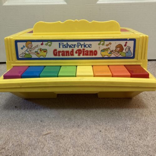 Vintage Fisher-Price 1986 Grand Piano Yellow With Multi Colored Keys #2201 - $17.57