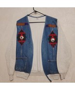 Jerzees Womens Sweatshirt Denim Vest Aztec Design Sz M  - $40.04