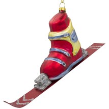 Ski Boot Glass Christmas Ornament 6.7 Inches - £30.36 GBP