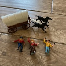 Vintage plastic 2.5” Cowboy Figurines Horse Draw Carriage Made In Hong Kong￼ - $29.99