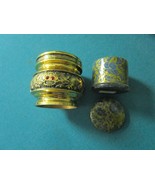 CHINESE BRASS INCENSE HOLDER 2 1/2 X 2 1/2&quot; AND LACQUER BOX  2 X 2&quot; [82C] - $74.25