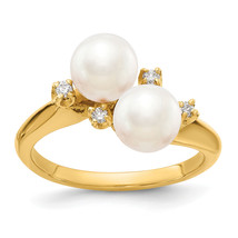 14k 6mm FW Cultured Pearl AA Diamond ring Y1875PL/AA - £408.50 GBP