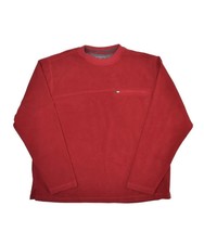 LL Bean Fleece Sweatshirt Mens L Red Crewneck Pullover Soft Zip Pocket - £26.92 GBP