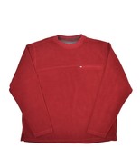 LL Bean Fleece Sweatshirt Mens L Red Crewneck Pullover Soft Zip Pocket - £25.25 GBP