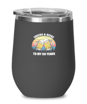 Wine Tumbler Stainless Steel Funny  Cheers And Beers To My 50 Years  - £26.27 GBP