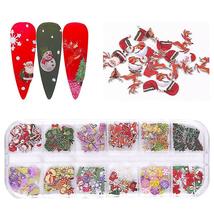 Christmas Nail Art Stickers Decals 12 Grids Mix Color Nail Decorations - £11.81 GBP