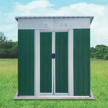 5x3ft Green Pent Roof Outdoor Storage Shed | Aluminum Frame, Sliding Door - $199.99