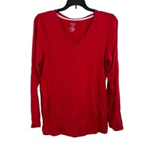 Hue Red Long Sleeve V Neck Sleep Top Small New - £14.57 GBP