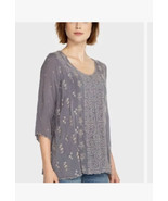 new Johnny Was Ridden Blouse - C16318-9  Blue rayon ivory Embroidered 3/... - $232.63