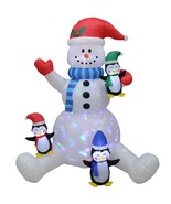 6 Foot Tall Christmas LED Inflatable Snowman with Cute Penguins Yard Dec... - $1,198.08 MXN
