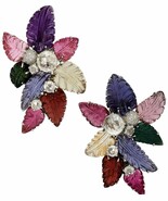 Amazing, Unique 18k White Gold Carved Semi-Precious Foliate Earrings - $116,064.69 MXN