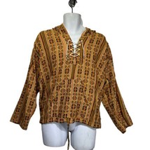 geometric woven Hippie Boho Festival Hooded Sweater hoodie size L - $24.73