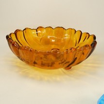 VTG Sunflower Amber Indiana Glass Footed Round Bowl  Dish Centerpiece FBK05 - £11.09 GBP