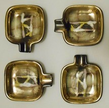 West Germany Vintage Art Pottery Ashtray Lot Of 4 Personal Size Abstract Glazed - £39.78 GBP