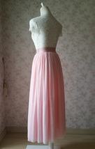 Pink Long Tulle Skirt Womens Plus Size Tulle Maxi Skirt Holiday Outift image 4