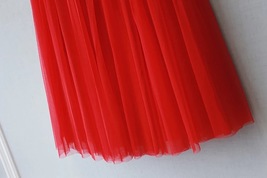 RED Long Tulle skirt Holiday Outfit Women Custom Plus Size Tulle Maxi Skirt image 4