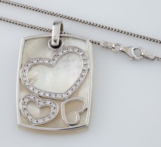 Authenticity Guarantee 
14k White Gold Mother-of-Pearl and Diamond Heart Pend... - £1,650.34 GBP