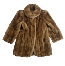 Vintage Faux Fur Teddy Bear Coat Womens Sz M Brown &amp; Tan Mink Made in USA - £111.58 GBP