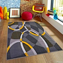 Rugs Area Rugs Carpets 8X10 Rug Floor Gray Modern Large Yellow Living Room Rugs - £197.45 GBP