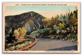 Bunsen Peak Golden Gate Highway Yellowstone National Park WY Linen Postcard N25 - £1.53 GBP