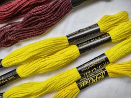 Loops and Thread/ JP Coats Yellow and Burgundy Embroidery Floss Cross Stitch Thr - £12.72 GBP