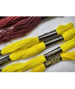 Loops and Thread/ JP Coats Yellow and Burgundy Embroidery Floss Cross St... - £12.54 GBP