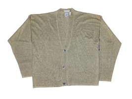 Bill Robin Son Vintage Metallic Gold Imported Italian Yarn Cardigan Sweater Sz L - £22.75 GBP