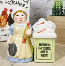 Mother With Dishes Chores &#39;My Kitchen Was Clean Yesterday&#39; Salt Pepper S... - $16.99