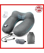 Compact Travel Neck Pillow - Inflatable, Adjustable Firmness &amp; Soft Velvet - $660.61 MXN