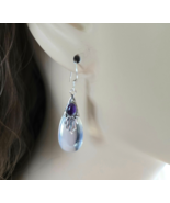 Moonstone & Amethyst Sterling Silver Artisan Dangle/Drop Earrings - €51,02 EUR Moonstone & Amethyst Sterling Silver Artisan Dangle/Drop Earrings - €51,02 EUR
