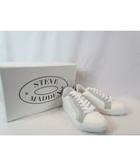 NIB Steve Madden White Sneaker W/ Faux Snake Print And Gold Accents Lace... - $53.38 CAD