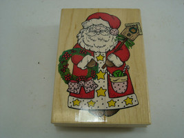 Santa With Birdhouse 1996 Wooden Rubber Stamp Hero Arts H1103 Large Size USA - $12.44