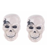 Spider Skull 3D Ceramic Figural Salt and Pepper Shakers Blue Sky Claywor... - $29.77 CAD