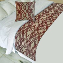 Brown Swirls - Satin Brown Decorative Bed Runner and Pillow Cover - $72.45+