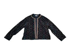 Vintage Chicos boho beaded  sequin velveteen floral lined jacket Size S/M - $44.55