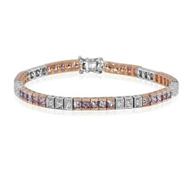 Real 5.72ct Natural Fancy Pink Diamonds Tennis Bracelet 18K Solid Gold Princess - £11,287.85 GBP