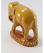 Antique Unmarked Yellow Studio Art Pottery Walking Elephant Glazed Figurine - £28.32 GBP