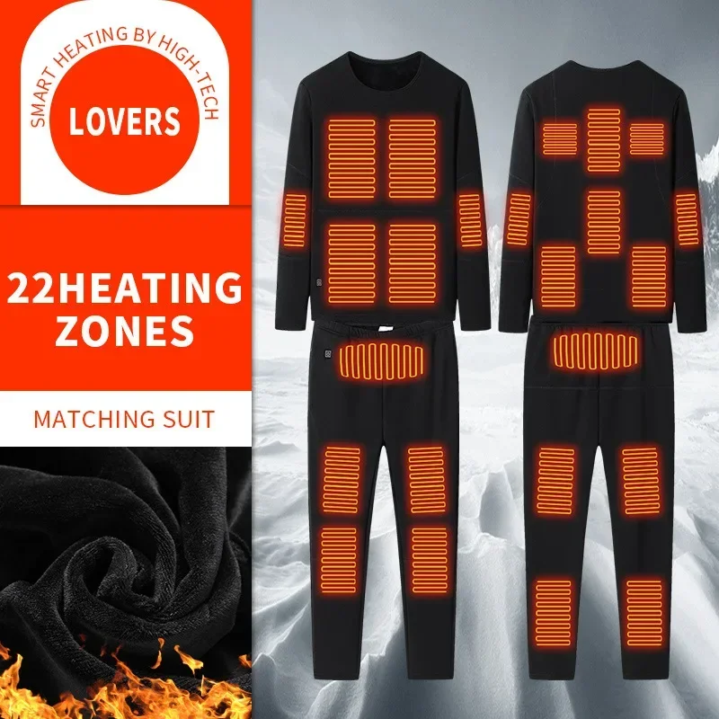 22 Areas Winter Heated Jacket Men Heated Thermal Underwear Men Fleece USB - £71.17 GBP+