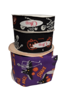 Lot Of 3, Vtg Offray Halloween Fabric Ribbon Craft Jack-O-Lantern Skeleton - £12.93 GBP