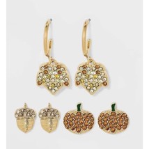 NEW Sugarfix by Baublebar Good Harvest Earring Set Acorn Pumpkin Leaf  - £8.79 GBP