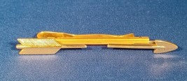 Vintage Gold Toned Tie Clip Arrow Tension Clip Hickok Brand USA Adjustable - £9.76 GBP