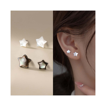 Mother of Pearl Star Earrings For Women Girls Star Earrngs Studs Unique Jewelry - £7.96 GBP