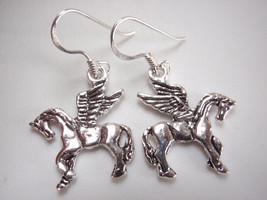 Pegasus Winged Divine Stallion 925 Sterling Silver Dangle Earrings - £9.95 GBP