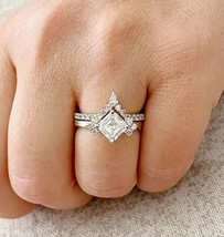 2.40Ct Asscher Cut Simulated Diamond Engagement Ring 14k White Gold Over - £83.06 GBP