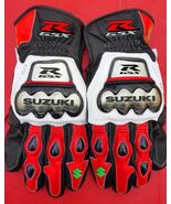 Handmade Suzuki GSXR Motorbike Gloves, Custom Made Motorcycle Racing Rid... - $115.74