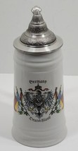 Vintage Imexta Deutschland Lidded Beer Stein Mug Germany Pewter Eagle Crest Flag - £21.83 GBP