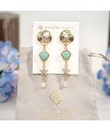 Kendra Scott Brynne Chrysocolla Pearl Shell Linear Gold Drop Earrings NWT - €82,82 EUR