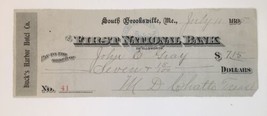 1895 Check First National Bank South Brooksville ME Buck&#39;s Harbor Hotel #41 - £13.69 GBP