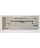 1895 Check First National Bank South Brooksville ME Buck&#39;s Harbor Hotel #41 - $17.00