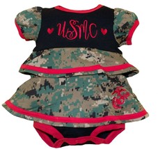 Woodland USMC Ruffle Dress for Baby Girls - Embroidered Licensed Logo &amp; EGA - £27.55 GBP